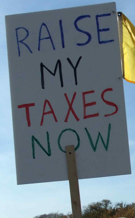 Raise My Taxes Protest Sign